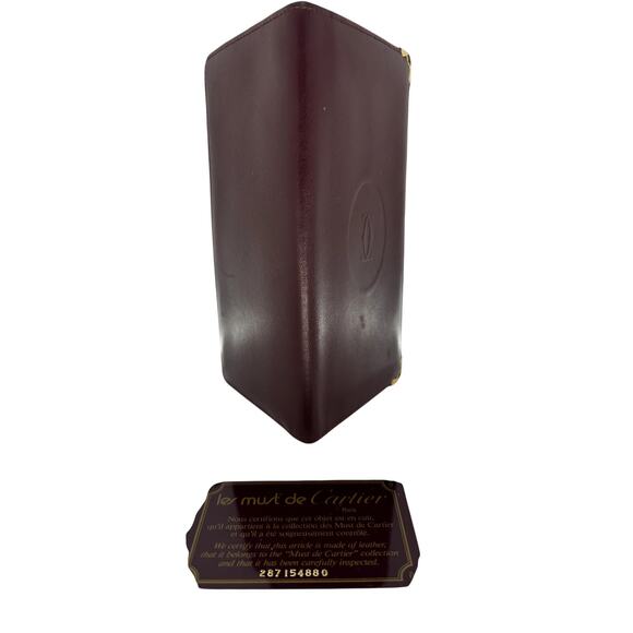 Cartier Burgundy Must de Cartier Bifold Long Wallet Vintage, Auth Card, No Box - Picture 3 of 5